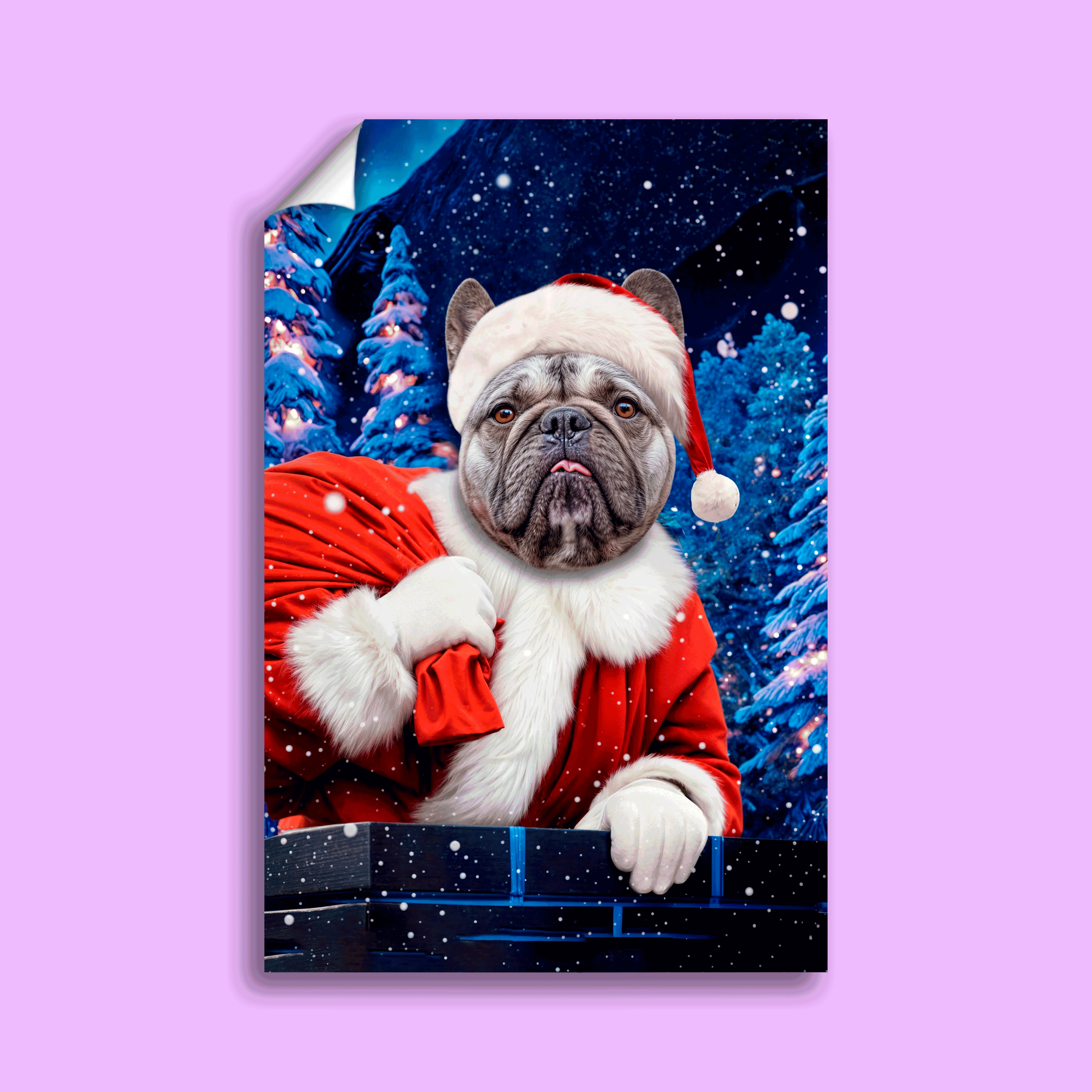Santa’s Helper Pet Portrait – Festive Holiday Pet Art
